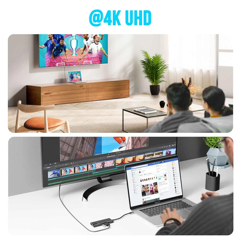 Lemorele TC24L USB-C 5-in-1 Hub – 100W PD, 4K HDMI, Gigabit Ethernet