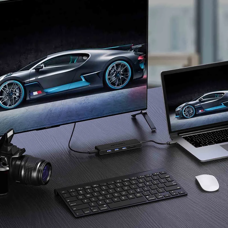 Lemorele TC23L USB-C 6-in-1 Hub – 4K HDMI, PD Charging, SD/TF Card Reader