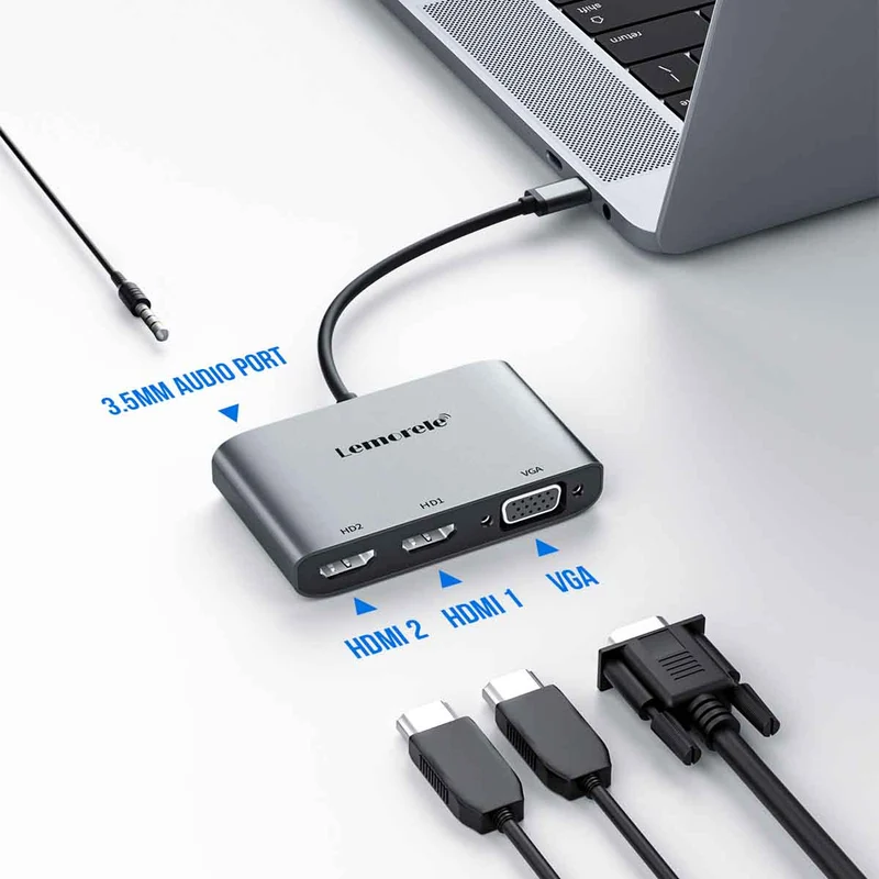 LEMORELE™ TC20L | USB C to Dual HDMI Adapter 4 in 1