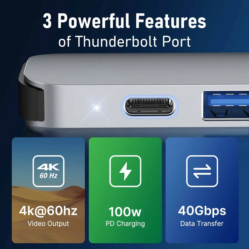 Lemorele TC52 USB-C 7-in-2 Dock for MacBook with 4K HDMI & Thunderbolt