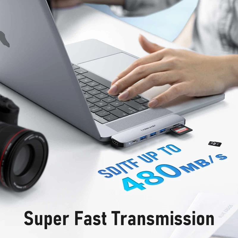 Lemorele TC52 USB-C 7-in-2 Dock for MacBook with 4K HDMI & Thunderbolt