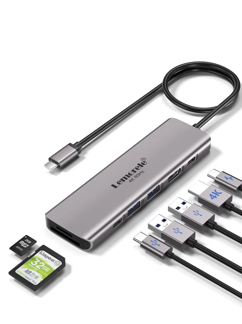Lemorele TC45L USB-C 7-in-1 Hub with 4K HDMI & SD/TF Reader
