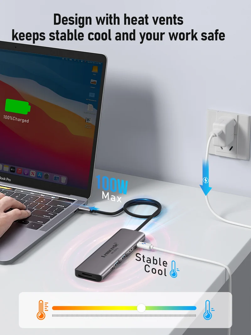 Lemorele TC45L USB-C 7-in-1 Hub with 4K HDMI & SD/TF Reader