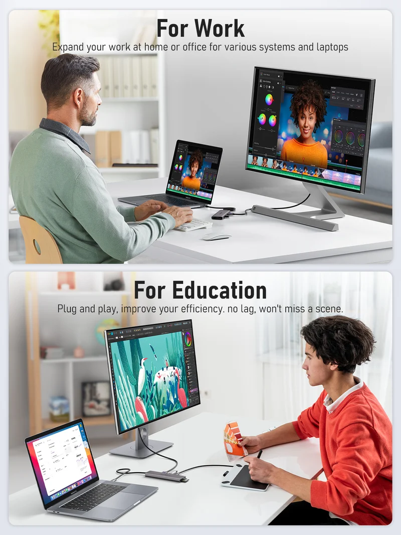 Lemorele TC45L USB-C 7-in-1 Hub with 4K HDMI & SD/TF Reader