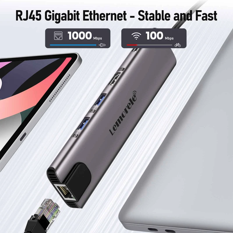 Lemorele TC65L USB-C 11-in-1 Docking Station with Dual HDMI & 100W PD
